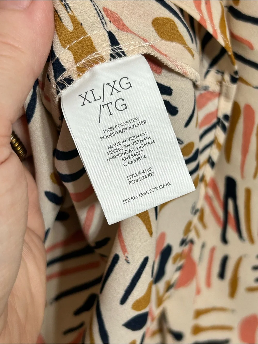 Cabi Marni Brushstroke Abstract Faux Wrap Crossover Blouse Womens Size XL